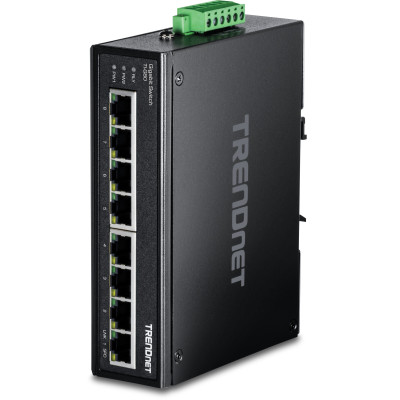 TRENDnet TI-G80 8-Port Ethernet Switch, 5 Gigabit ethernet ports, 16 Gbps switching capacity, DIN-rail/wall mount